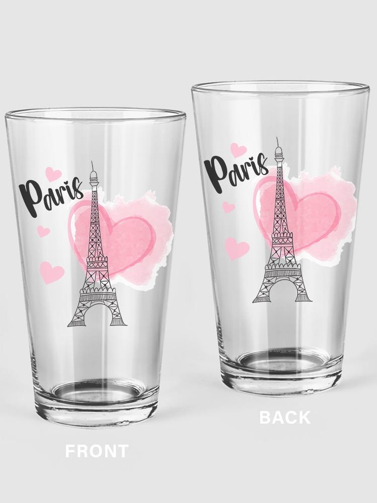 Paris Eiffel Tower Heart Pint Glass -SPIdeals Designs