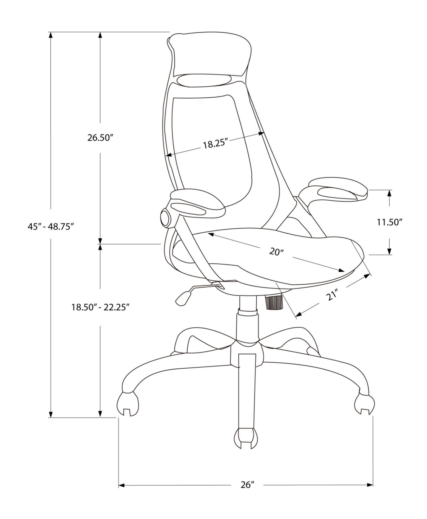 23.75" X 28" X 93.75" Black Foam Metal Office Chair With A High Back