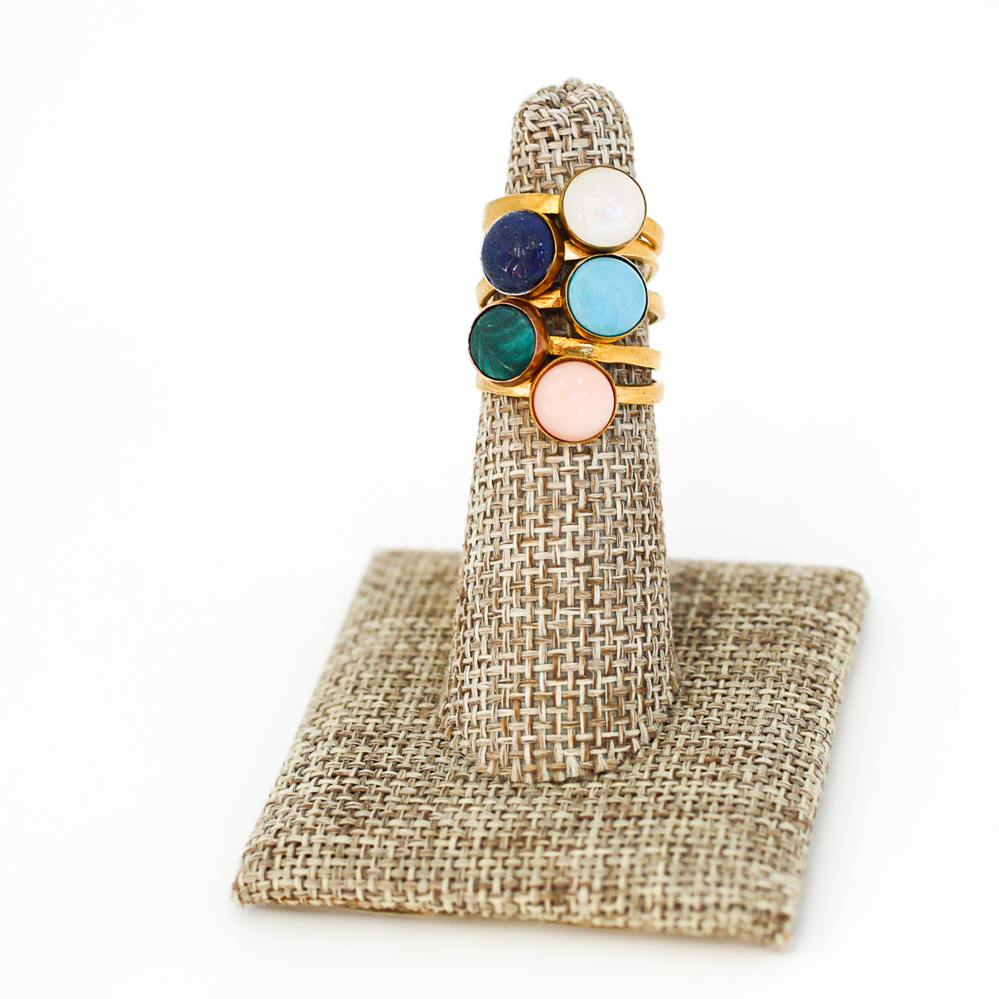 Limited Edition Gemstone Stacking Rings - Opal, Chrysoprase, Lapis, Malachite or Moonstone