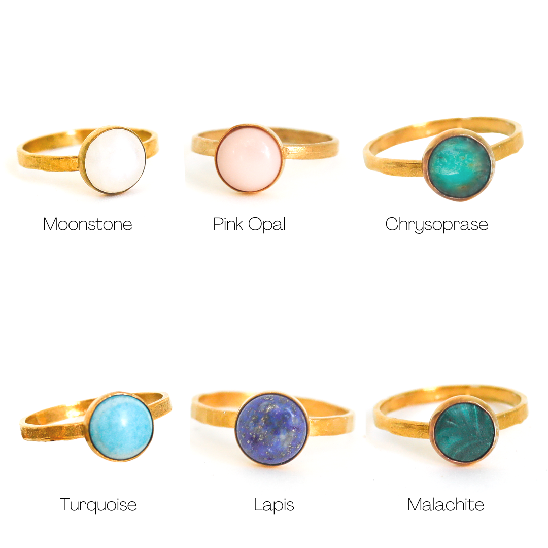 Limited Edition Gemstone Stacking Rings - Opal, Chrysoprase, Lapis, Malachite or Moonstone