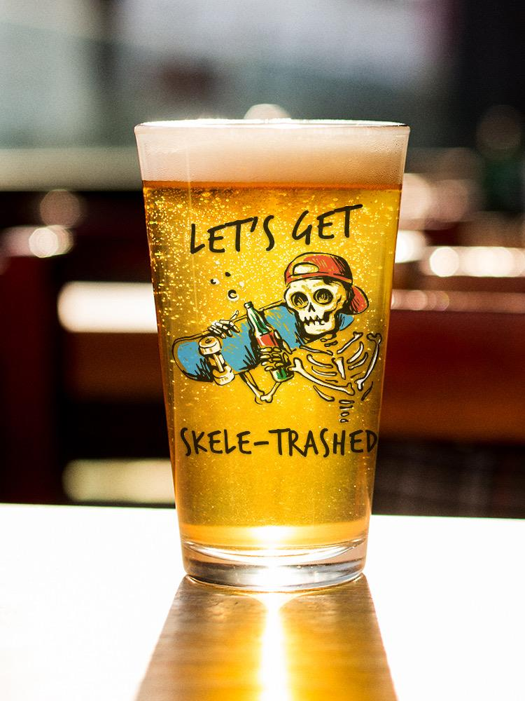 Let's Get Skeletrashed Skate Pint Glass -SmartPrintsInk Designs