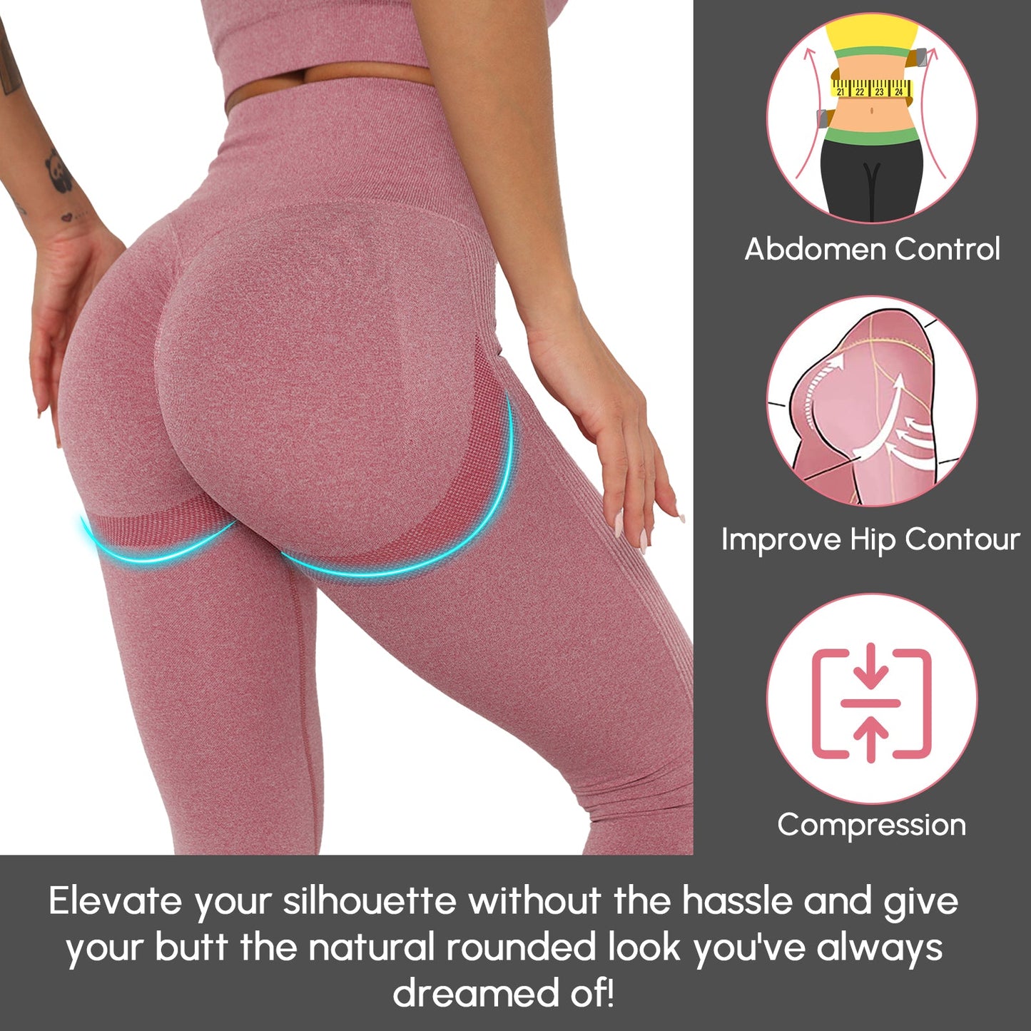 Bodychum Women's Butt Llifting Leggings High Waist Workout Yoga Pants