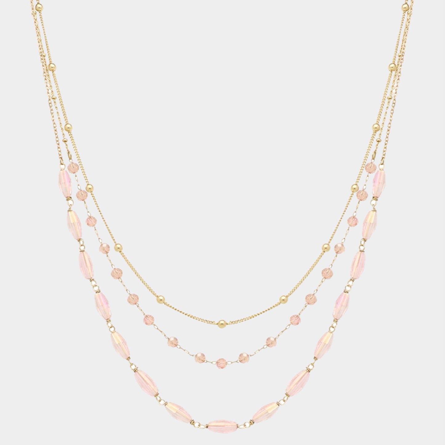 3 Row Bead And Chain Necklace