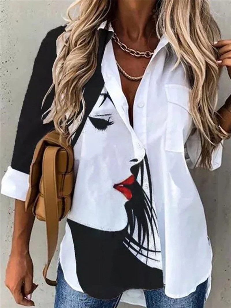 Wenkouban New Women Shirts Summer Casual Loose Half Sleeve Button Floral Print Shirt Top Female Fashion Elegant Cardigan Blouses Plus Size