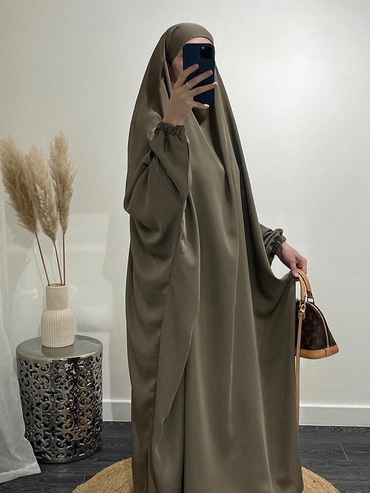 Eid Hooded Muslim Women One Piece Jilbab Long Khimar Hijab Dress Prayer Garment Abaya Ramadan Gown Abayas Islamic Clothes Niqab