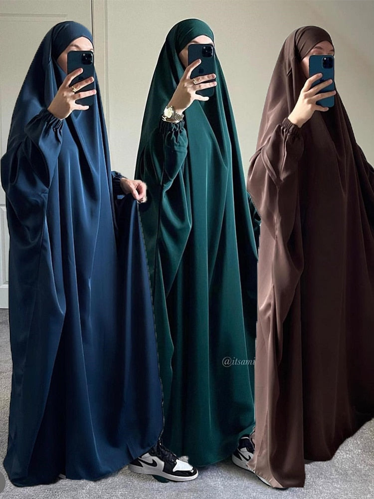 Eid Hooded Muslim Women One Piece Jilbab Long Khimar Hijab Dress Prayer Garment Abaya Ramadan Gown Abayas Islamic Clothes Niqab