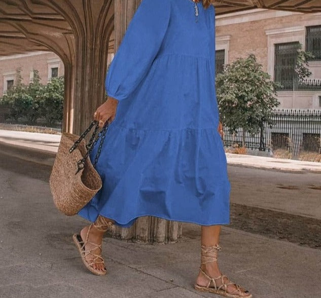 Summer O Neck Sundress VONDA Women Bohemian Dress Short Puff Sleeve Dresses Elegant Heart Printed Long Vestido Robe Sarafans 5XL