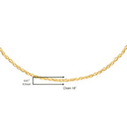Solid 10K Yellow Gold 0.5mm Slim and Dainty Unisex 18" Rope Chain Necklace