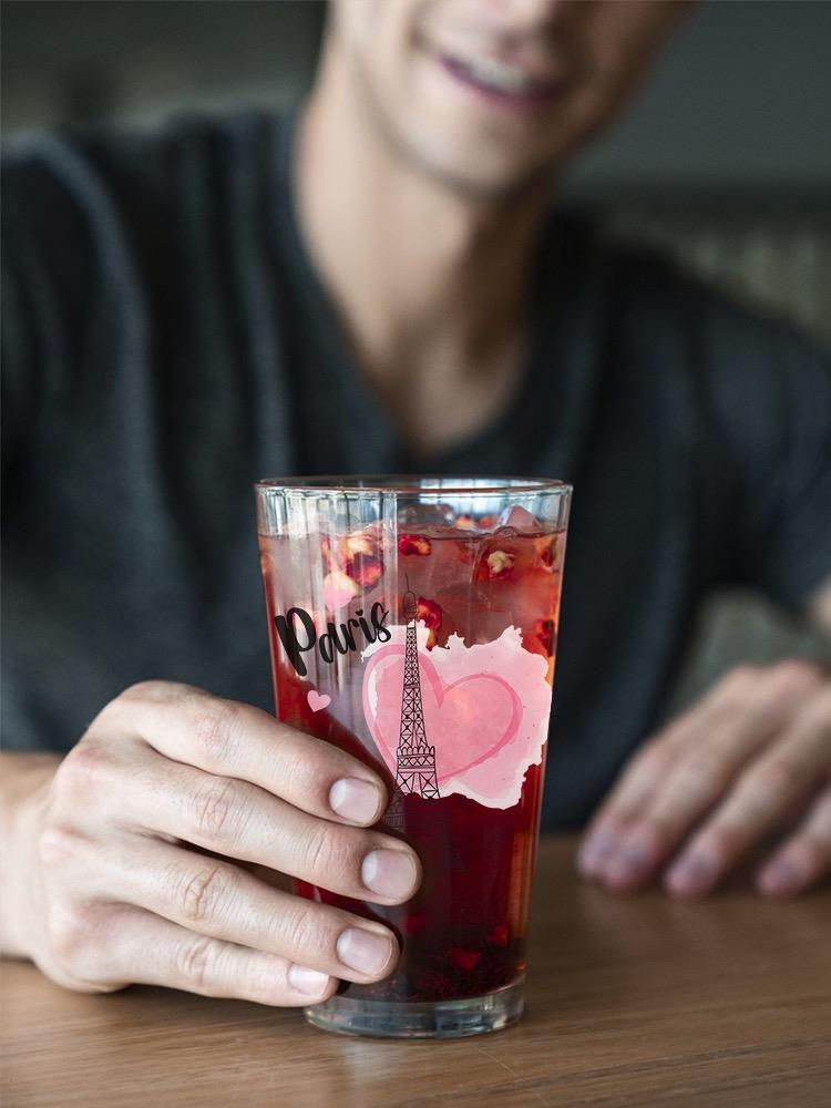 Paris Eiffel Tower Heart Pint Glass -SPIdeals Designs