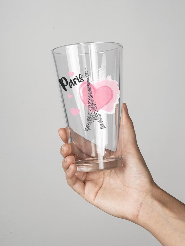 Paris Eiffel Tower Heart Pint Glass -SPIdeals Designs