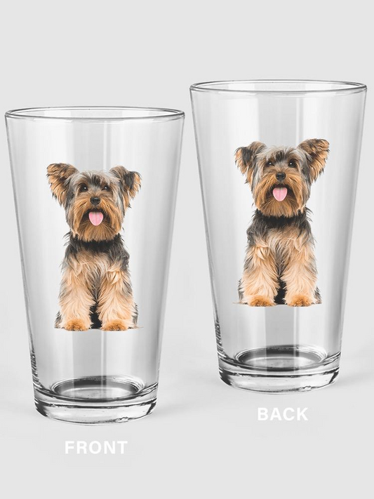 York Dog Puppy Sitting Pint Glass -SPIdeals Designs