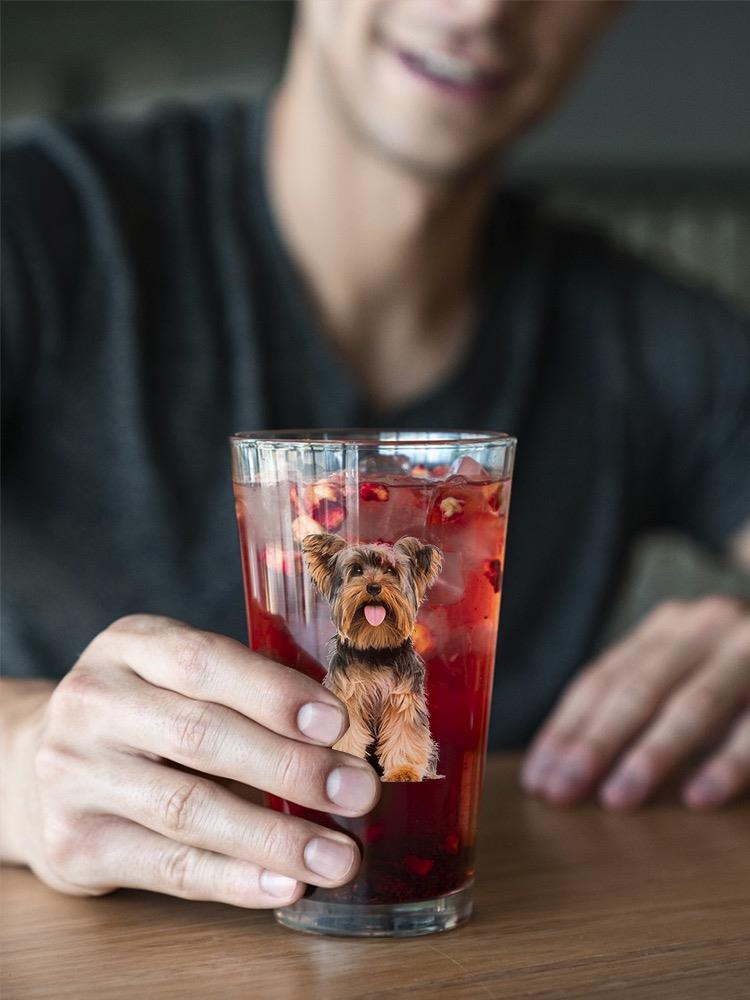 York Dog Puppy Sitting Pint Glass -SPIdeals Designs