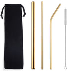 Color: GoldCloth bag5 pcs - 304 stainless steel straw