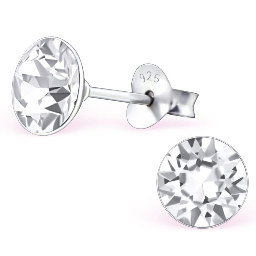 Silver Round Stud Earrings