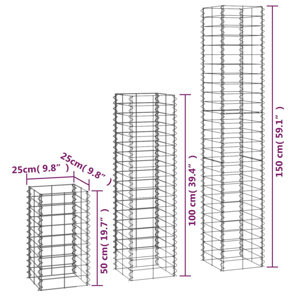 6 Piece Gabion Set Galvanized Wire