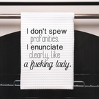 Don't Spew Profanities Funny Kitchen Towel Sayings | Funny Sarcastic Dish Towel with Quote | Housewarming Gift for Cook