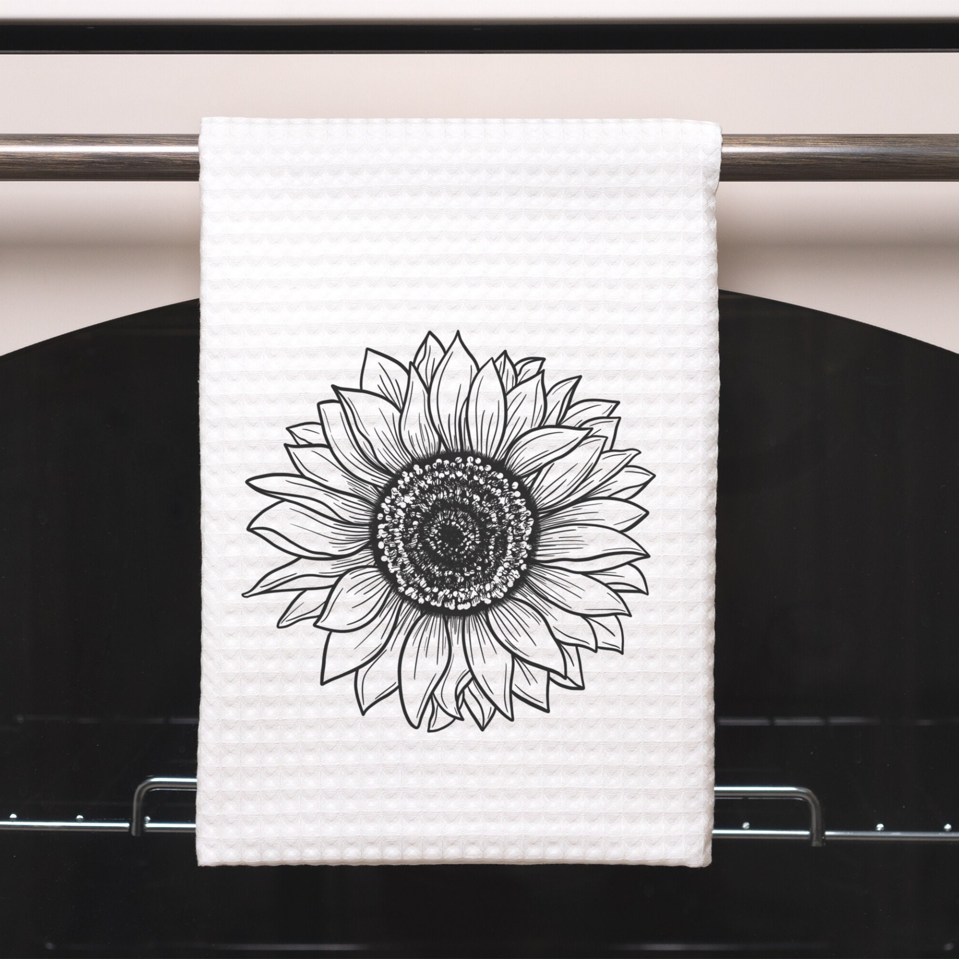 Sunflower Kitchen Towel, Flower Dish Towel, Gift for Cook, Waffle Weave Towel, Sunflower Hand Towel, Kitchen Gifts, Decorative Towel