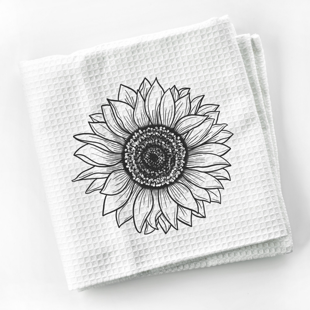 Sunflower Kitchen Towel, Flower Dish Towel, Gift for Cook, Waffle Weave Towel, Sunflower Hand Towel, Kitchen Gifts, Decorative Towel