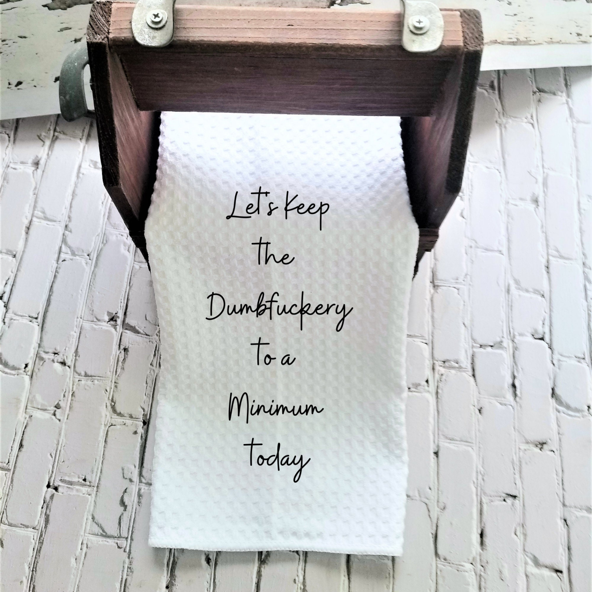 Dumbfuckery Humorous Dish Towel | Funny Kitchen Towel with Sarcastic Quote | Decorative Hand Towel for Hostess Gift