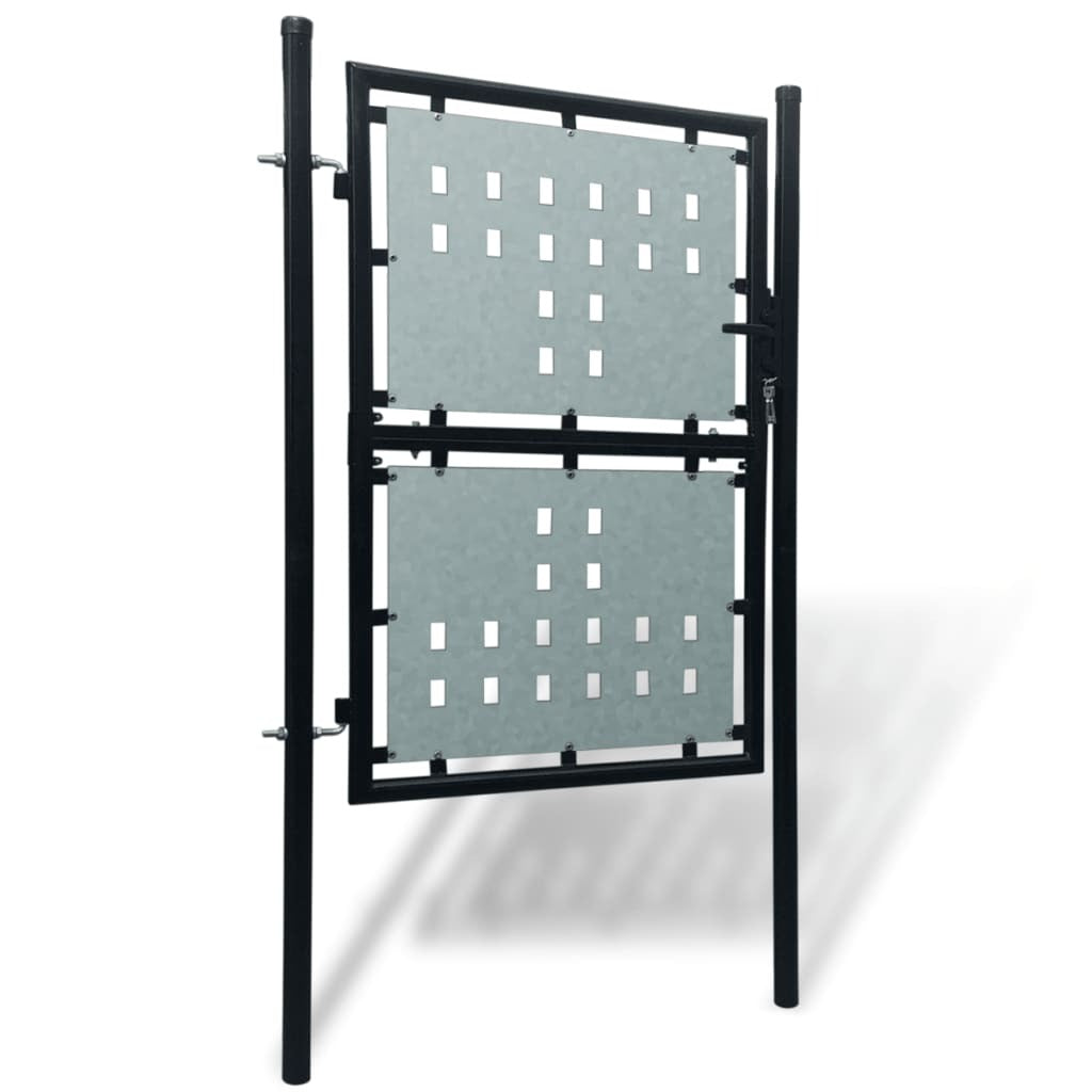 Black Single Door Fence Gate 39.4x49.2