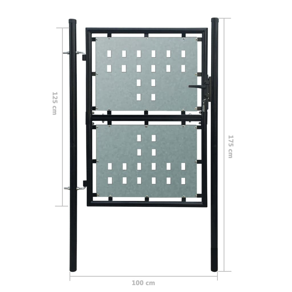 Black Single Door Fence Gate 39.4x49.2
