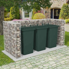Gabion Triple Wheelie Bin Surround Steel 98.4"x39.4"x47.2