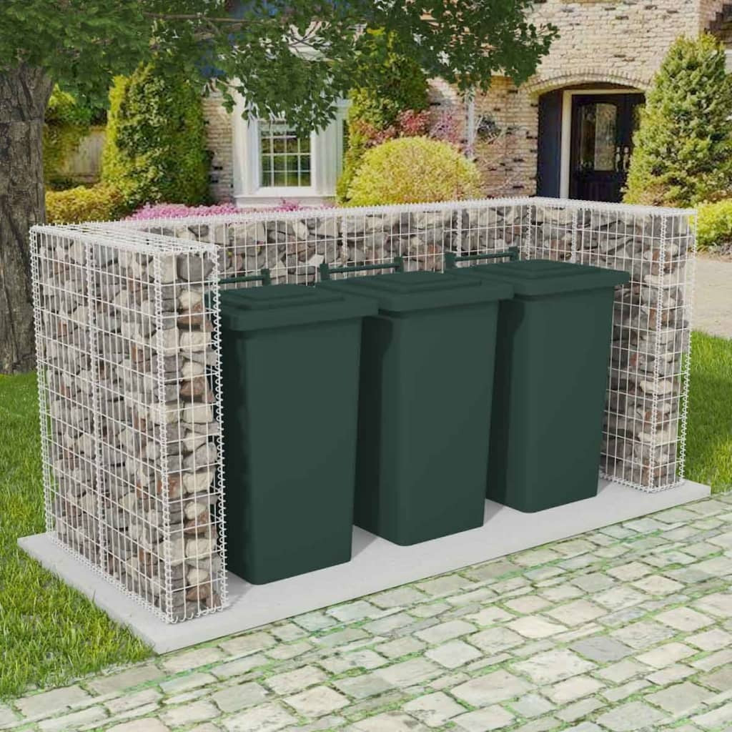 Gabion Triple Wheelie Bin Surround Steel 98.4"x39.4"x47.2