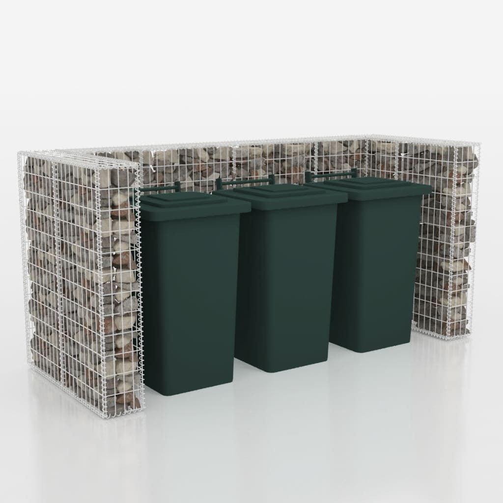 Gabion Triple Wheelie Bin Surround Steel 98.4"x39.4"x47.2