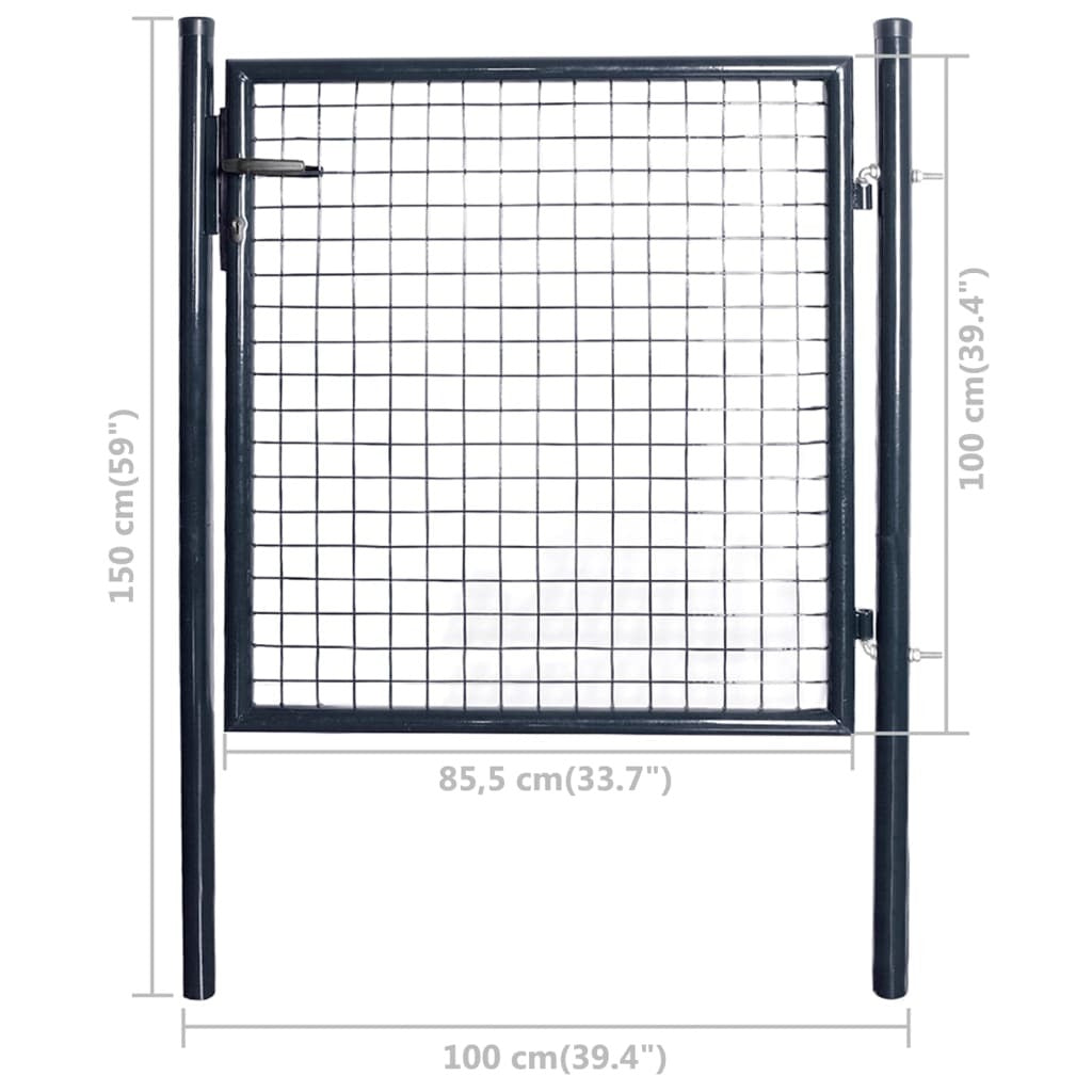 Mesh Garden Gate Galvanised Steel 39.4x39.4" Grey