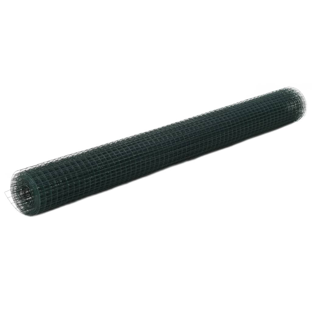Chicken Wire Fence Steel with PVC Coating 82'x4.9'Green