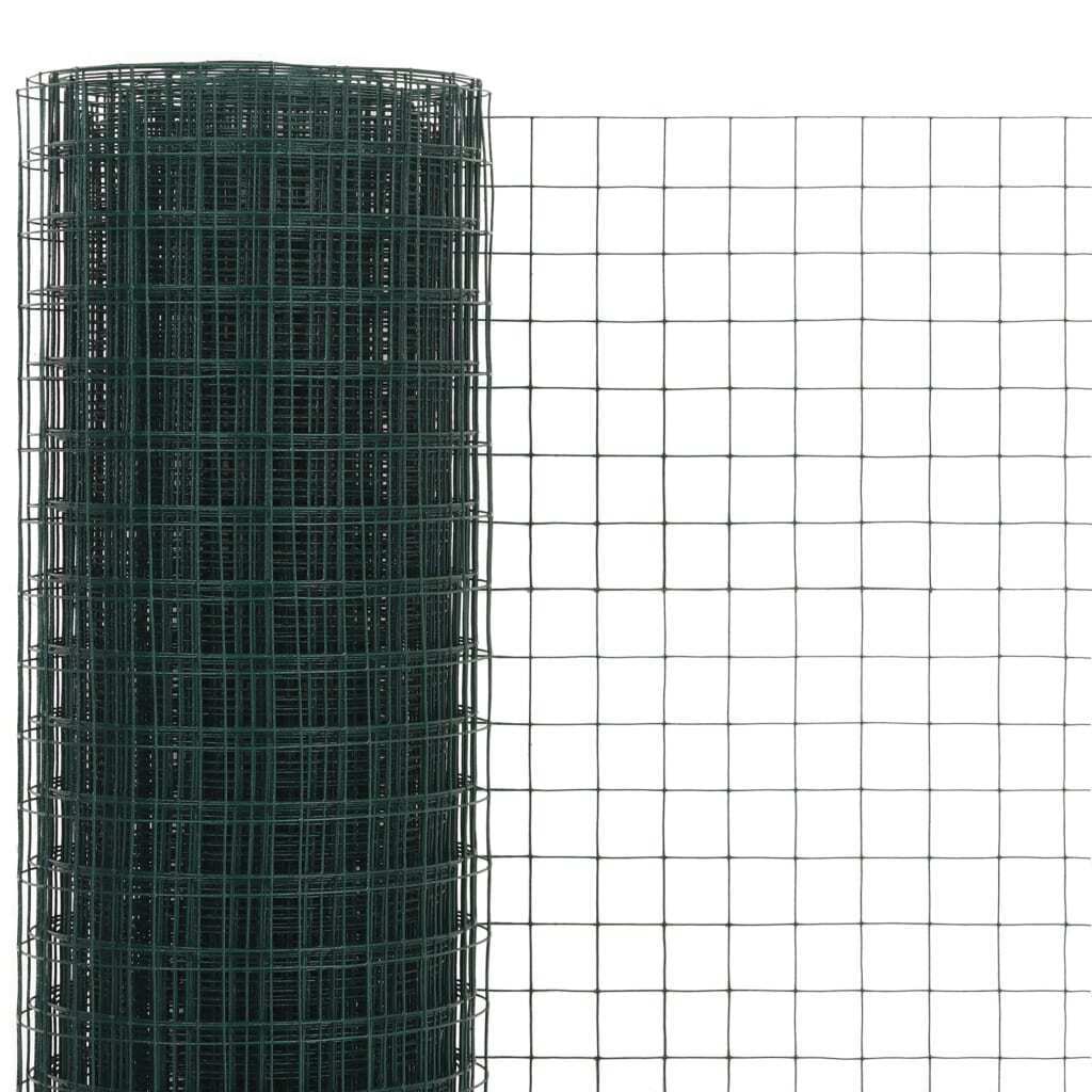 Chicken Wire Fence Steel with PVC Coating 82'x4.9'Green