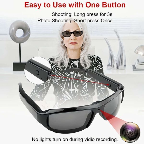 1Pc Outdoor Sports Smart Video Glasses, 90 Minute Battery Life, Wide Angle 75 ?, Wearable Body DV Camera, Suitable For Cycling, Meetings, Recording, With 64Gb