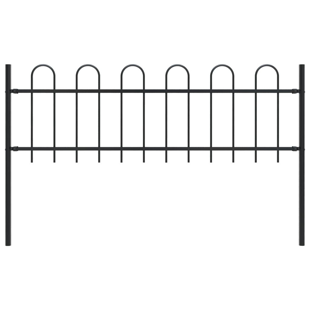 Garden Fence with Hoop Top Steel 71.3" x 23.6" Black
