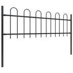 Garden Fence with Hoop Top Steel 71.3" x 23.6" Black