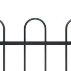 Garden Fence with Hoop Top Steel 71.3" x 23.6" Black