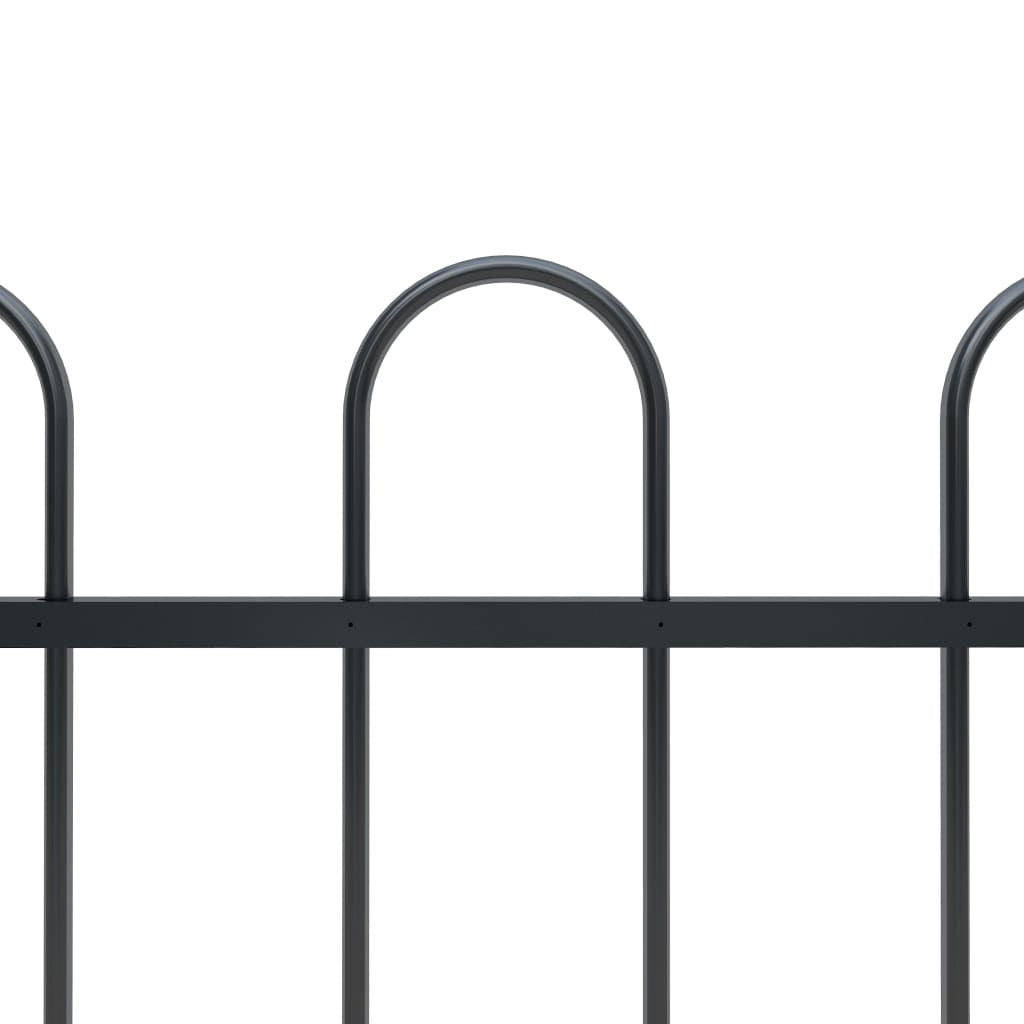 Garden Fence with Hoop Top Steel 71.3" x 23.6" Black
