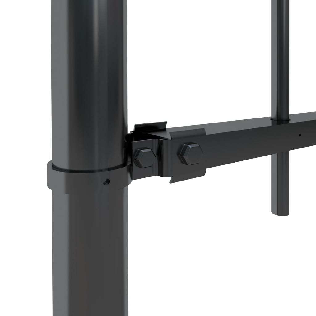 Garden Fence with Hoop Top Steel 71.3" x 23.6" Black