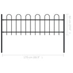 Garden Fence with Hoop Top Steel 71.3" x 23.6" Black
