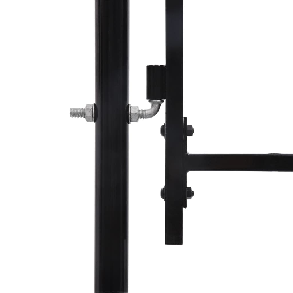 Fence Gate Single Door with Arched Top Steel 39.4"x68.9" Black