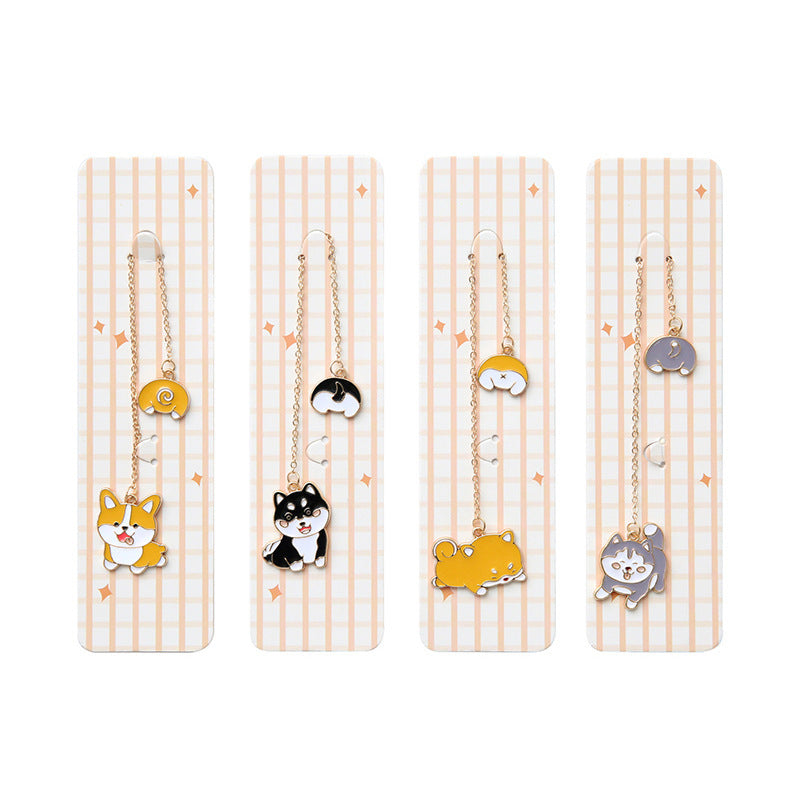 Color: Cute dog - Exquisite Literature And Art Metal Pendant Bookmark Little Fresh Blue Whale Cute Creative Student