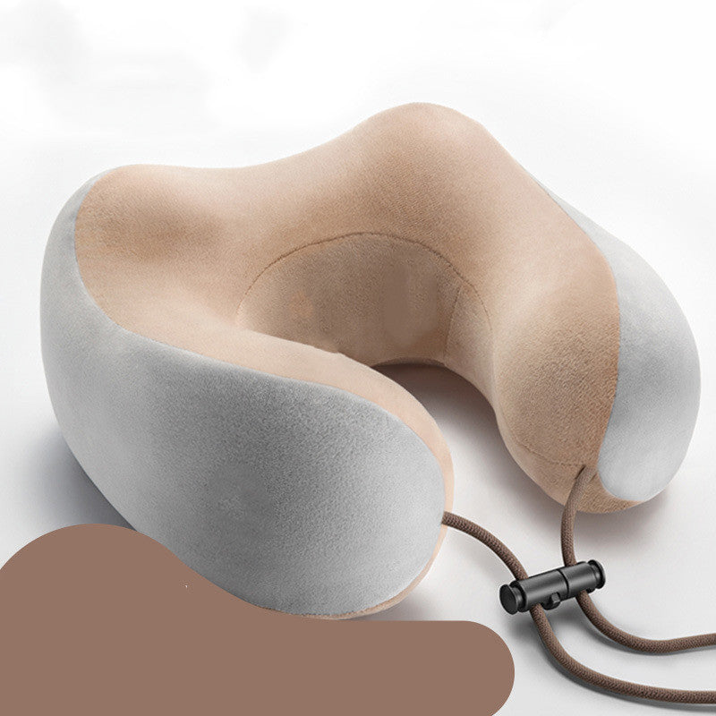 Color: Brown ordinary - Massage U-Shaped Pillow Multi-Function Shoulder and Cervical Vertebra Electric Outdoor Portable Car Health Care