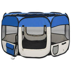 Foldable Dog Playpen with Carrying Bag Blue 43.3"x43.3"x22.8