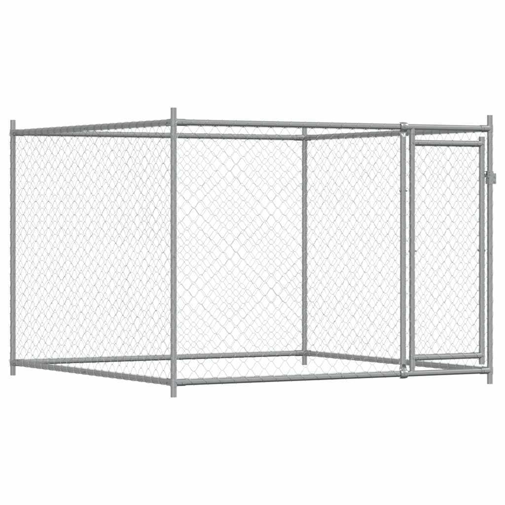 Dog Cage with Door Gray 6.6'x6.6'x4.9'Galvanized Steel
