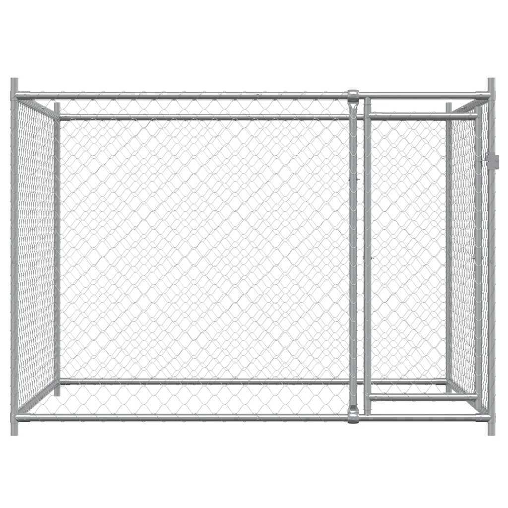 Dog Cage with Door Gray 6.6'x6.6'x4.9'Galvanized Steel