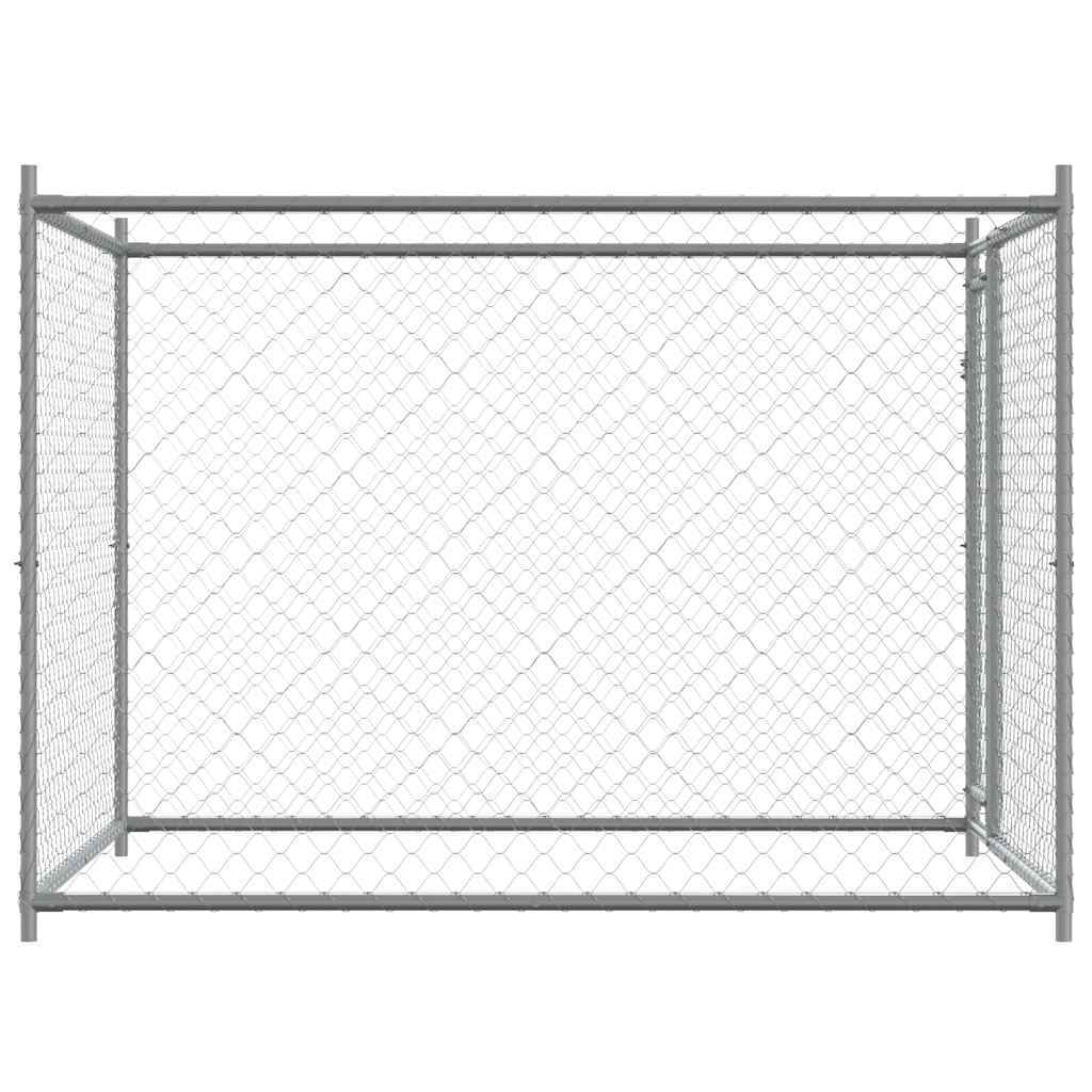 Dog Cage with Door Gray 6.6'x6.6'x4.9'Galvanized Steel