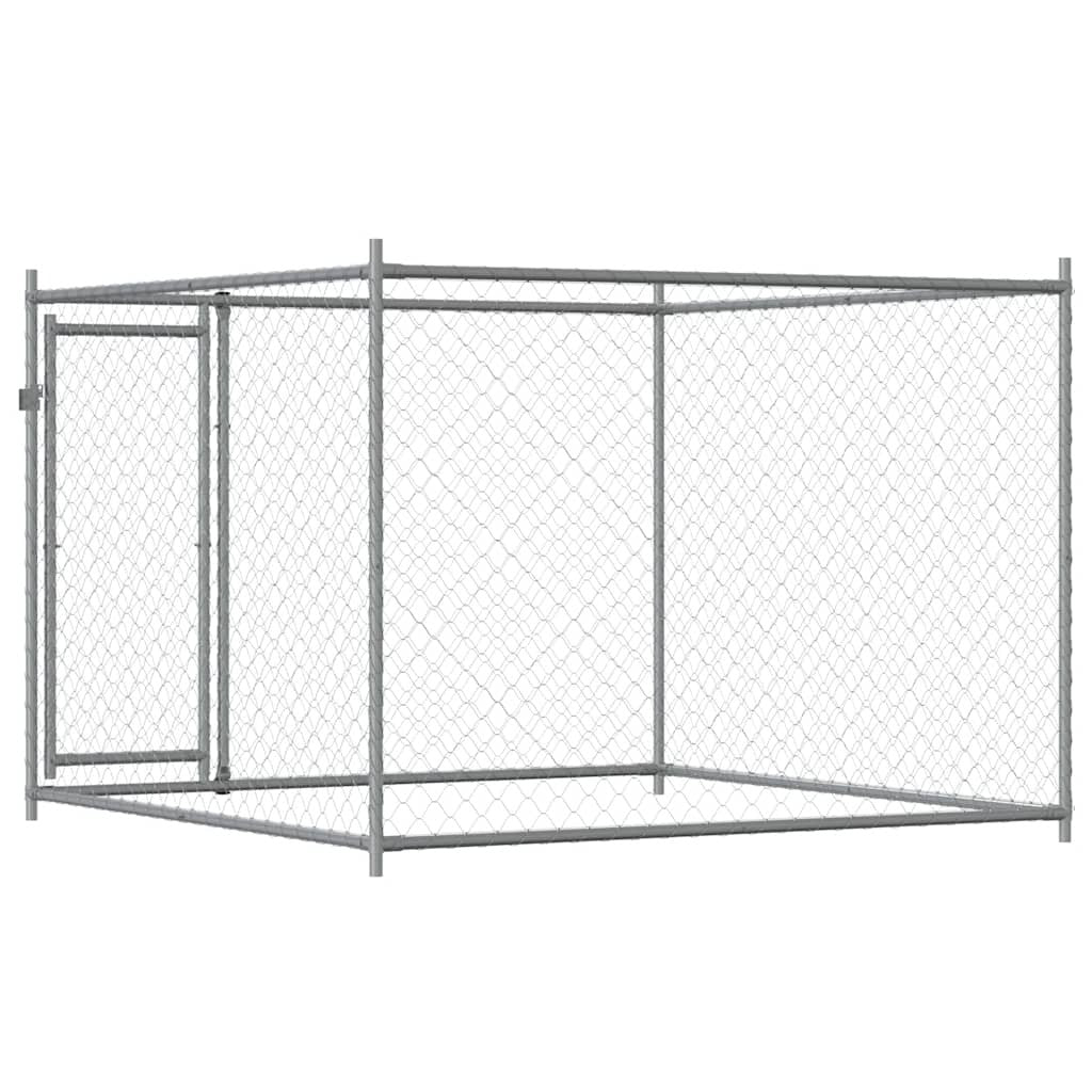 Dog Cage with Door Gray 6.6'x6.6'x4.9'Galvanized Steel