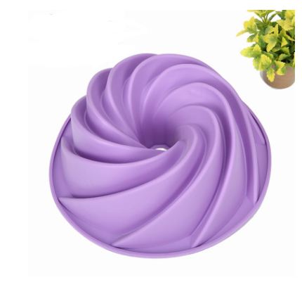 Color: Purple - Silicone Round Cake Mold Cyclone Bakeware Large Hollow Spiral Cake Mold DIY Baking Mold