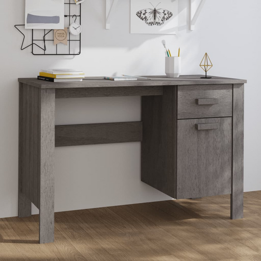 vidaXL Desk HAMAR Light Gray 44.5"x19.7"x29.5" Solid Wood Pine