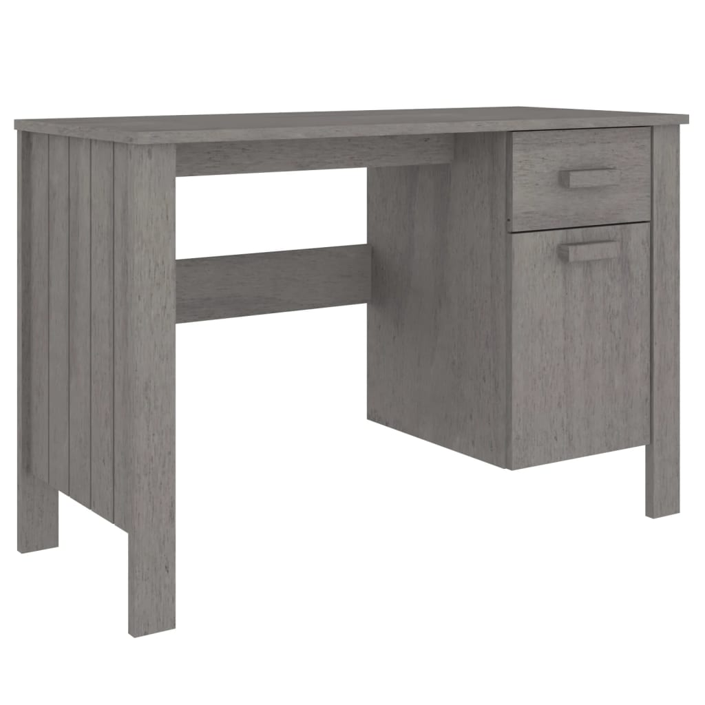 vidaXL Desk HAMAR Light Gray 44.5"x19.7"x29.5" Solid Wood Pine