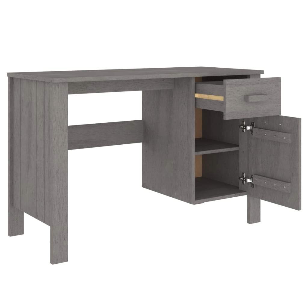 vidaXL Desk HAMAR Light Gray 44.5"x19.7"x29.5" Solid Wood Pine